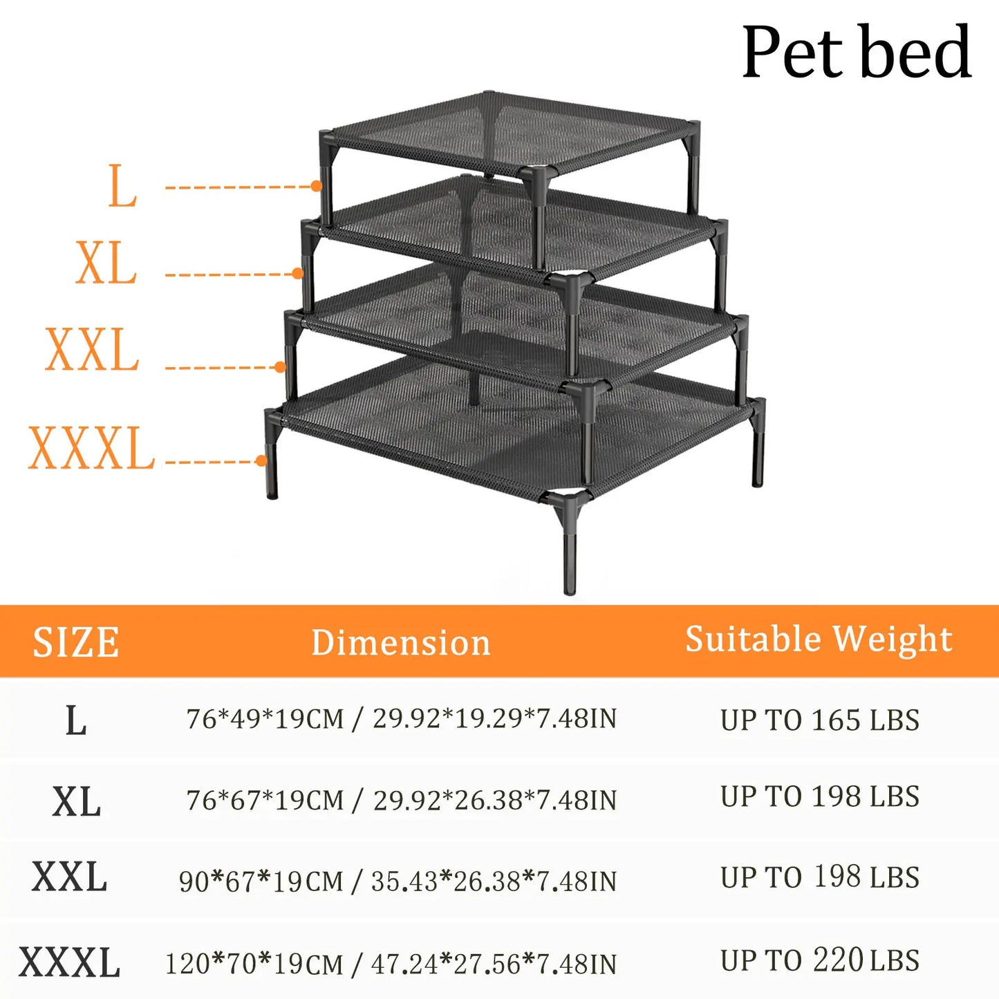 Suitable for Medium and Large Dogs;Breathable Elevated Dog Bed, Portable Elevated Pet Hammock with Breathable Mesh Fabric and a Durable Frame; Outdoor Pet Accessory Mat with Washable Mesh and Metal Frame;Premium Installation for Summer Ambiance