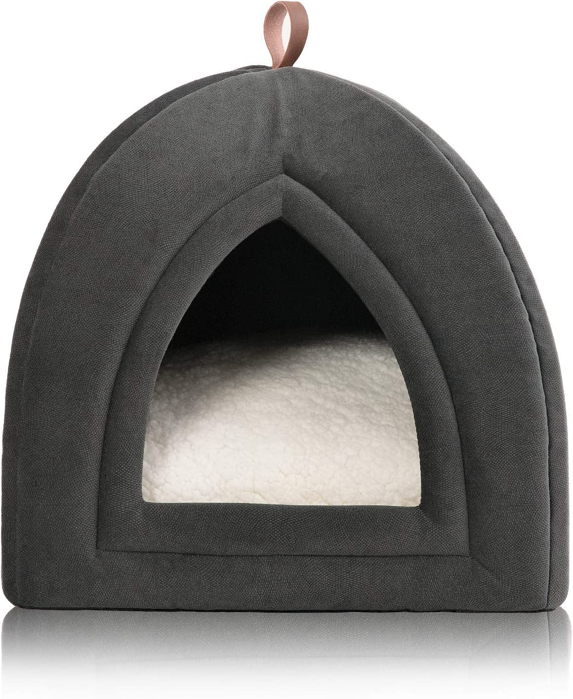 Bedsure Cat Beds for Indoor Cats - Cat Cave Bed Cat House Cat Tent with Removable Washable Cushioned Pillow, Kitten Beds Cat Hut, Small Dog Bed, Dark Grey, 15 Inches