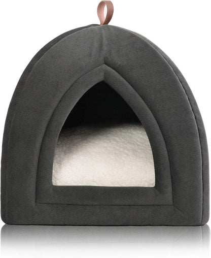 Bedsure Cat Beds for Indoor Cats - Cat Cave Bed Cat House Cat Tent with Removable Washable Cushioned Pillow, Kitten Beds Cat Hut, Small Dog Bed, Dark Grey, 15 Inches