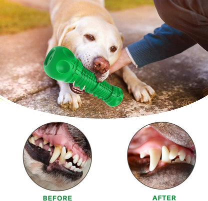 Dog Squeaky Toys Almost Indestructible Tough Durable Dog Toys Dog Chew Green Toys Large Medium Dogs Aggressive Chewers Stick Toys Chew Toys,Milk Flavor Non-Toxic Natural Rubber Skulls Dog Toys